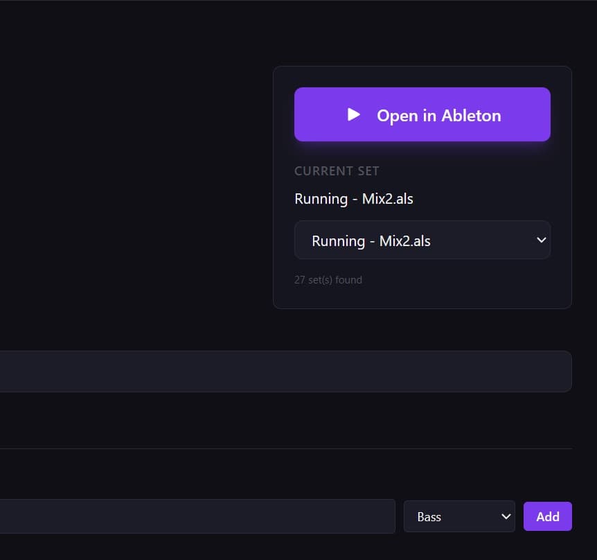 Open in Ableton button on project detail