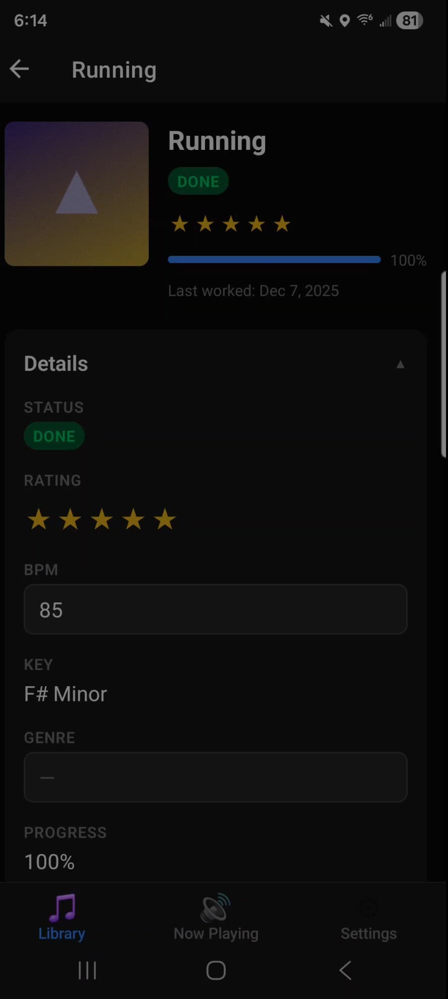 Mobile app showing synced project on phone