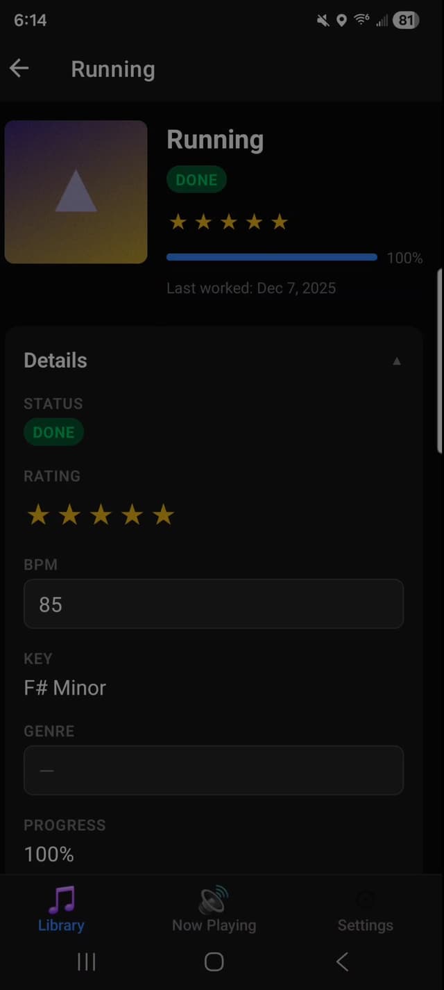 Mobile app showing synced project on phone